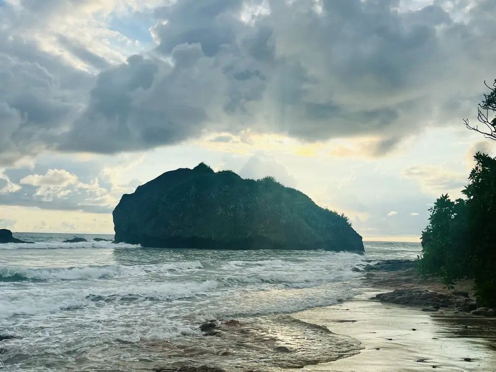 A rock under gathering clouds